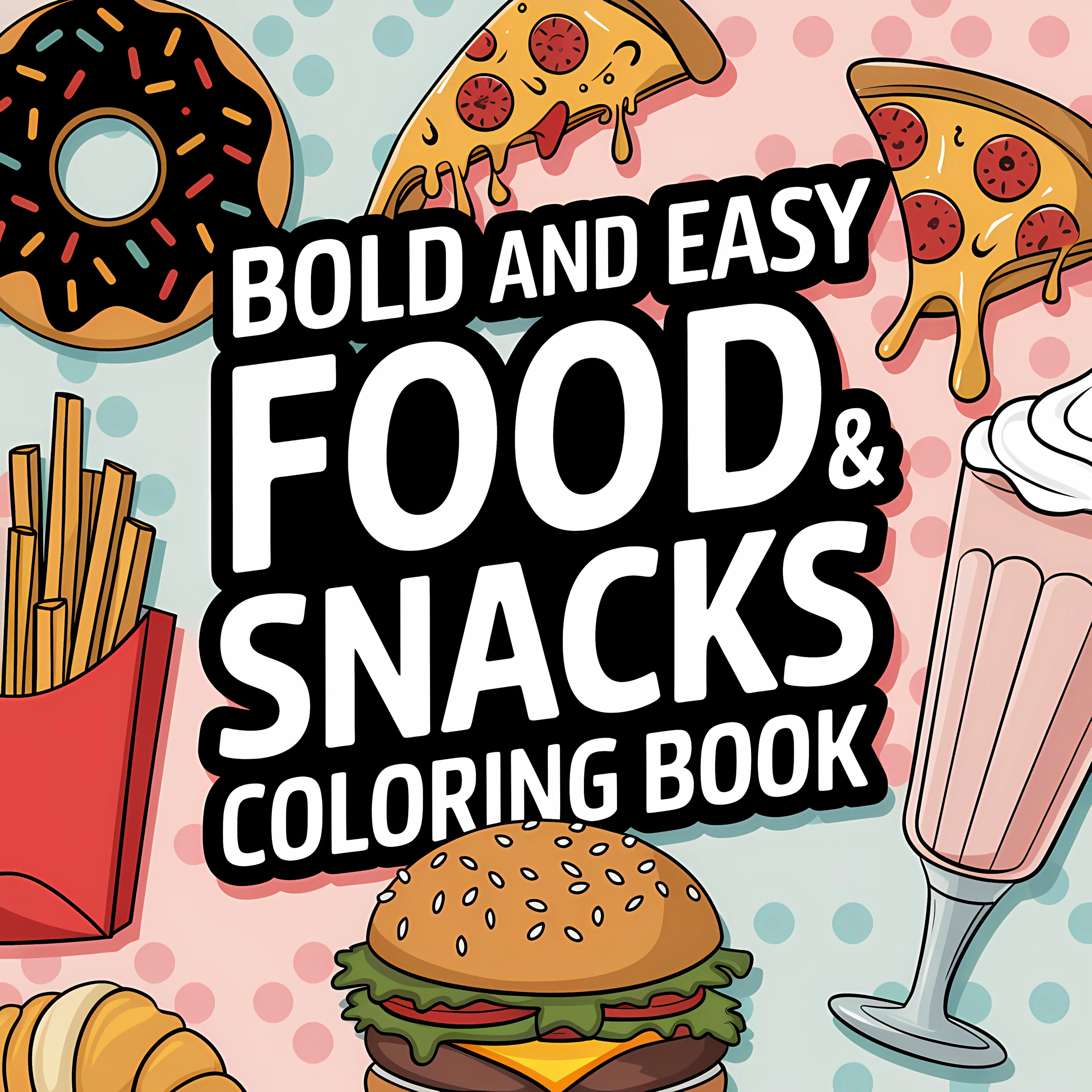 Food And Snacks Coloring Book - สมุดระบายสีอาหารและขนมง่ายๆ สำหรับผู้ใหญ่ สมุดระบายสี ของขวัญวันเกิด อุปกรณ์กลับไปโรงเรียน สมุดวาดภาพน่ารักสำหรับผู้ใหญ่