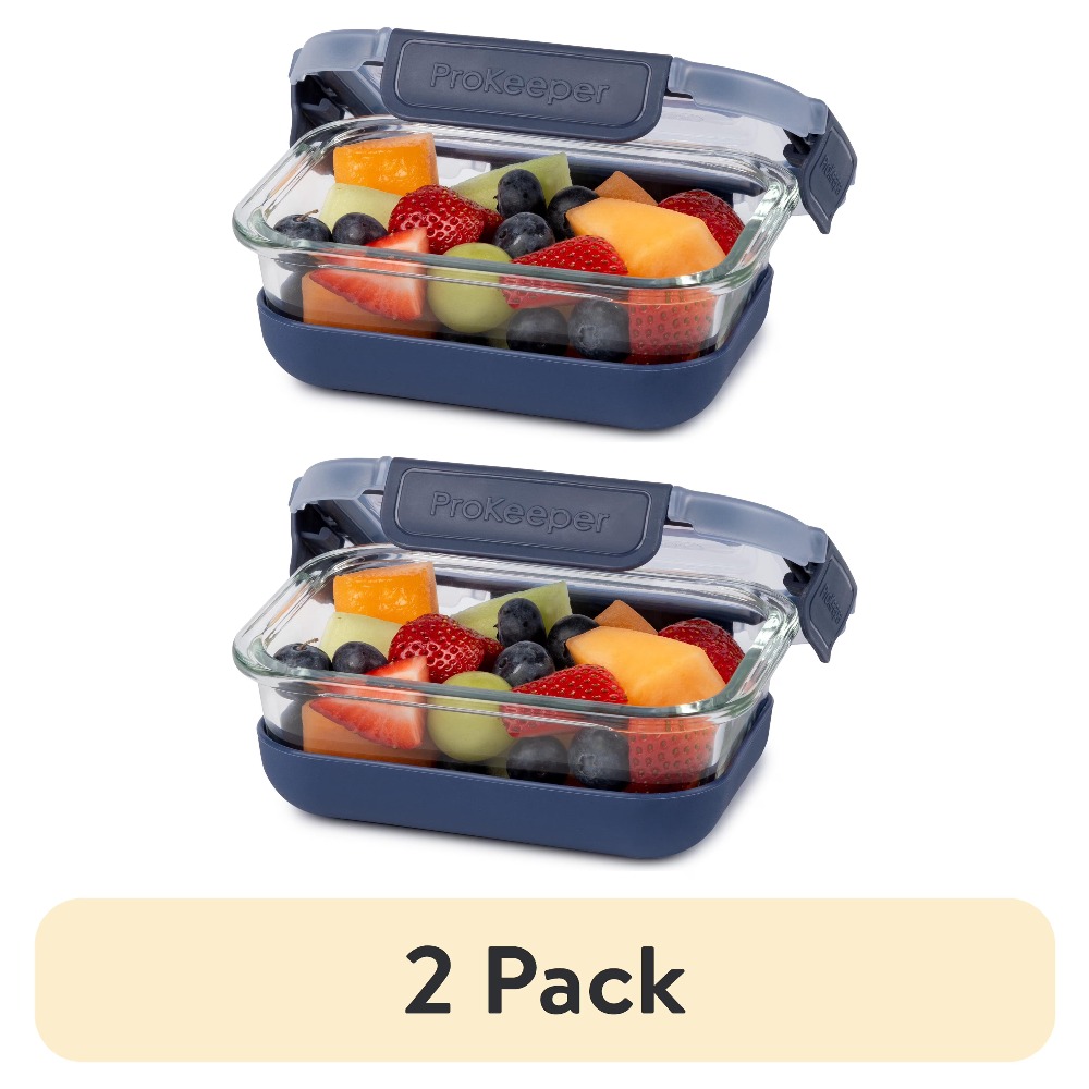 Food Packed Snacks - ชุดภาชนะเก็บอาหารแก้ว 2 ชิ้น ขนาด 1.6 ถ้วย