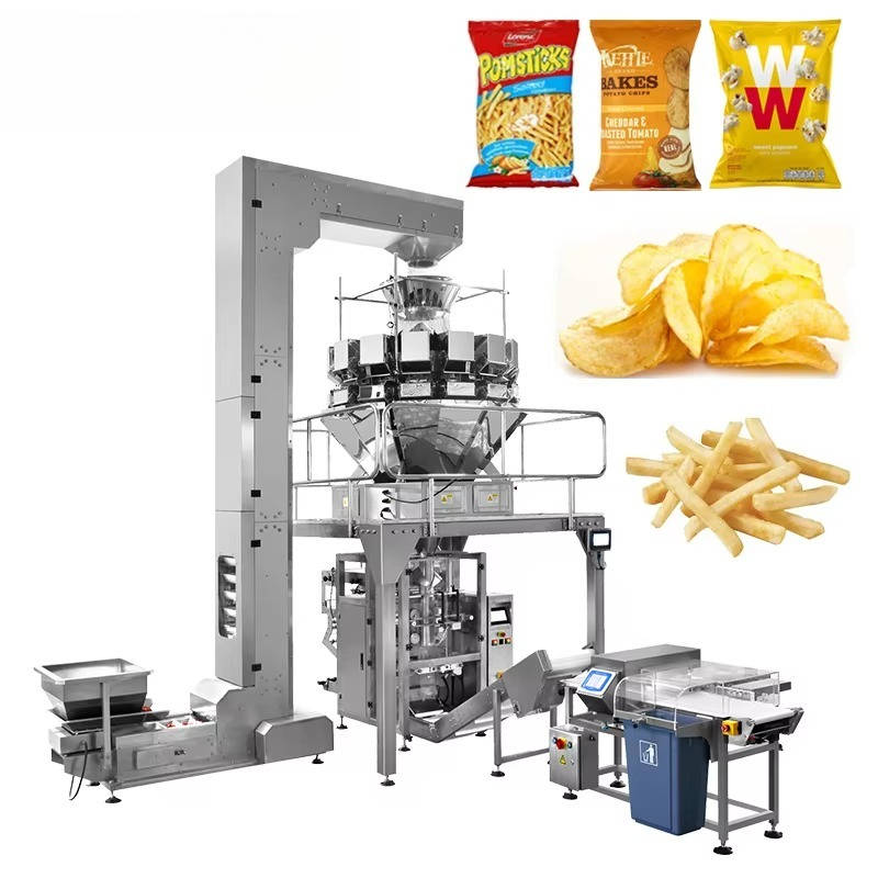 Food Packed Snacks - เครื่องบรรจุภัณฑ์แนวตั้งพร้อมเครื่องชั่ง 14 หัว สำหรับบรรจุและปิดผนึกผลไม้อบแห้ง ถั่ว ขนมขบเคี้ยว