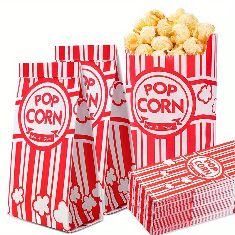 Food Packed Snacks - ถุงใส่ป๊อปคอร์นแบบแยกชิ้น 20/50 ชิ้น ถุงกระดาษใส่อาหารป๊อปคอร์น สำหรับงานแต่งงาน ปาร์ตี้