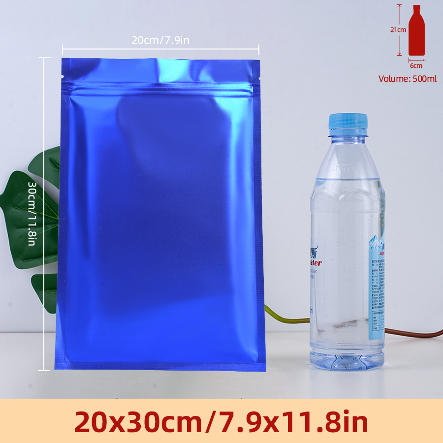 Food Packed Snacks - 100 ชิ้น ถุงซิปฟอยล์สีน้ำเงินด้าน, ถุงเก็บของแบบใช้ซ้ำได้สำหรับขนมโฮมเมด, อาหารประจำวันแบบต่างๆ แพ็คสินค้าชิ้นเล็ก