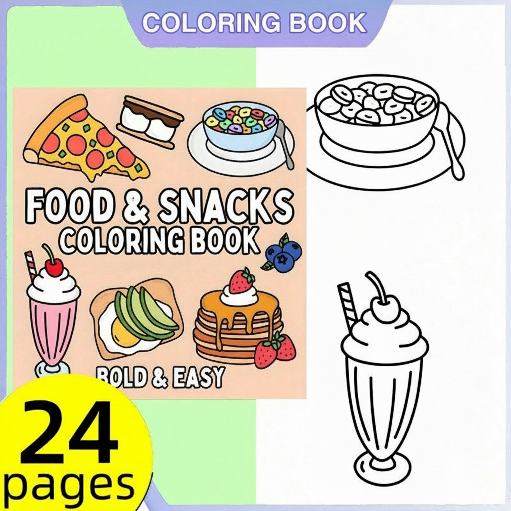 สมุดระบายสีธีมอาหารและขนมขบเคี - Food And Snacks Coloring Book บทวิจารณ์และราคา