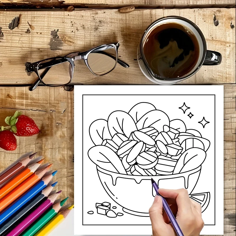 สมุดระบายสีอาหารและขนมง่ายๆ สำ - Food And Snacks Coloring Book บทวิจารณ์และราคา