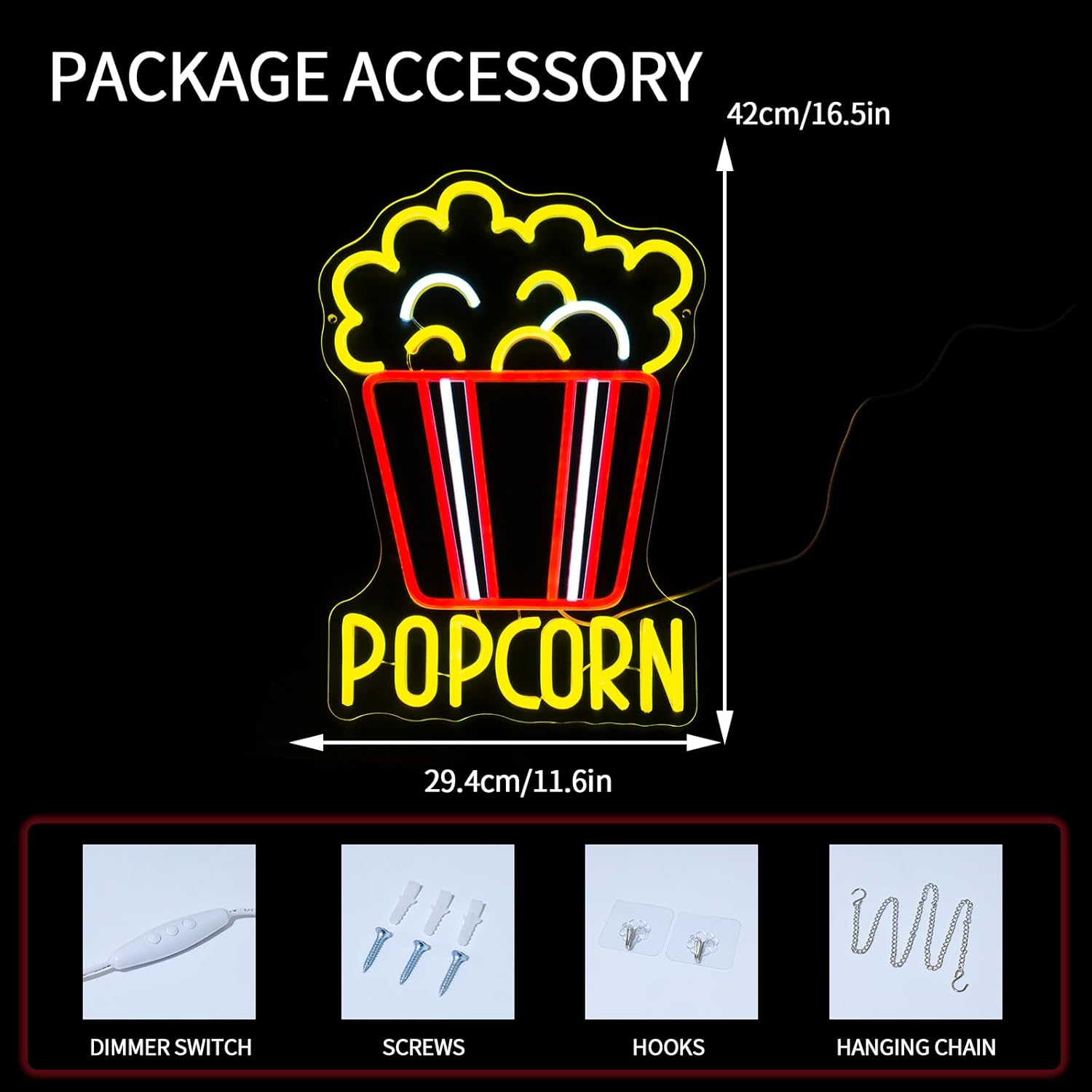 ป้ายไฟนีออนรูปป๊อปคอร์น ปรับคว - Snacks Food Video บทวิจารณ์และราคา