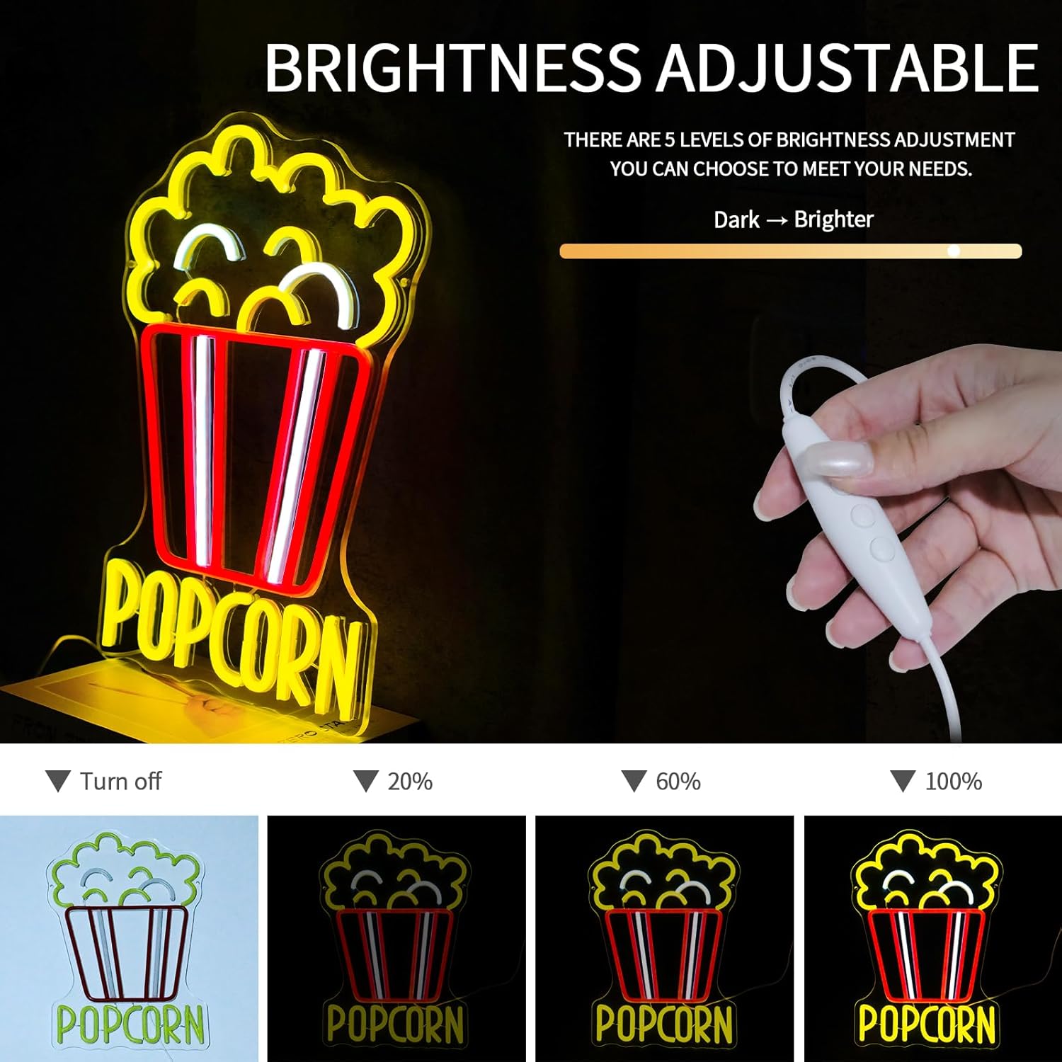 ป้ายไฟนีออนรูปป๊อปคอร์น ปรับคว - Snacks Food Video บทวิจารณ์และราคา