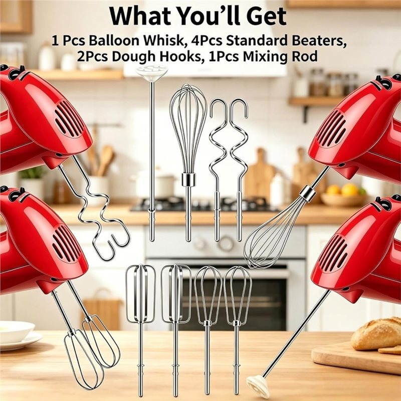ชุดตะขอเกี่ยวแป้งและหัวตีผสม A - Kitchenaid Mixer Hand Mixer บทวิจารณ์และราคา