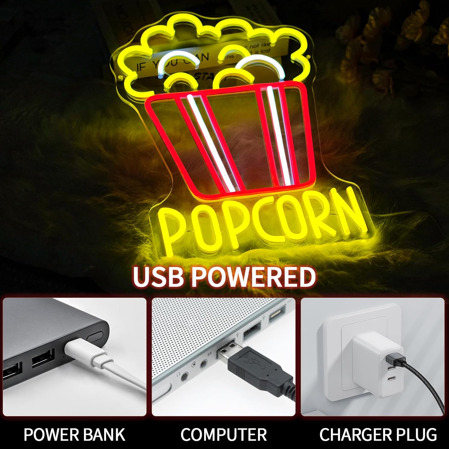 Popcorn Neon Sign หรี่แสงได้อา - Snacks Food Video บทวิจารณ์และราคา