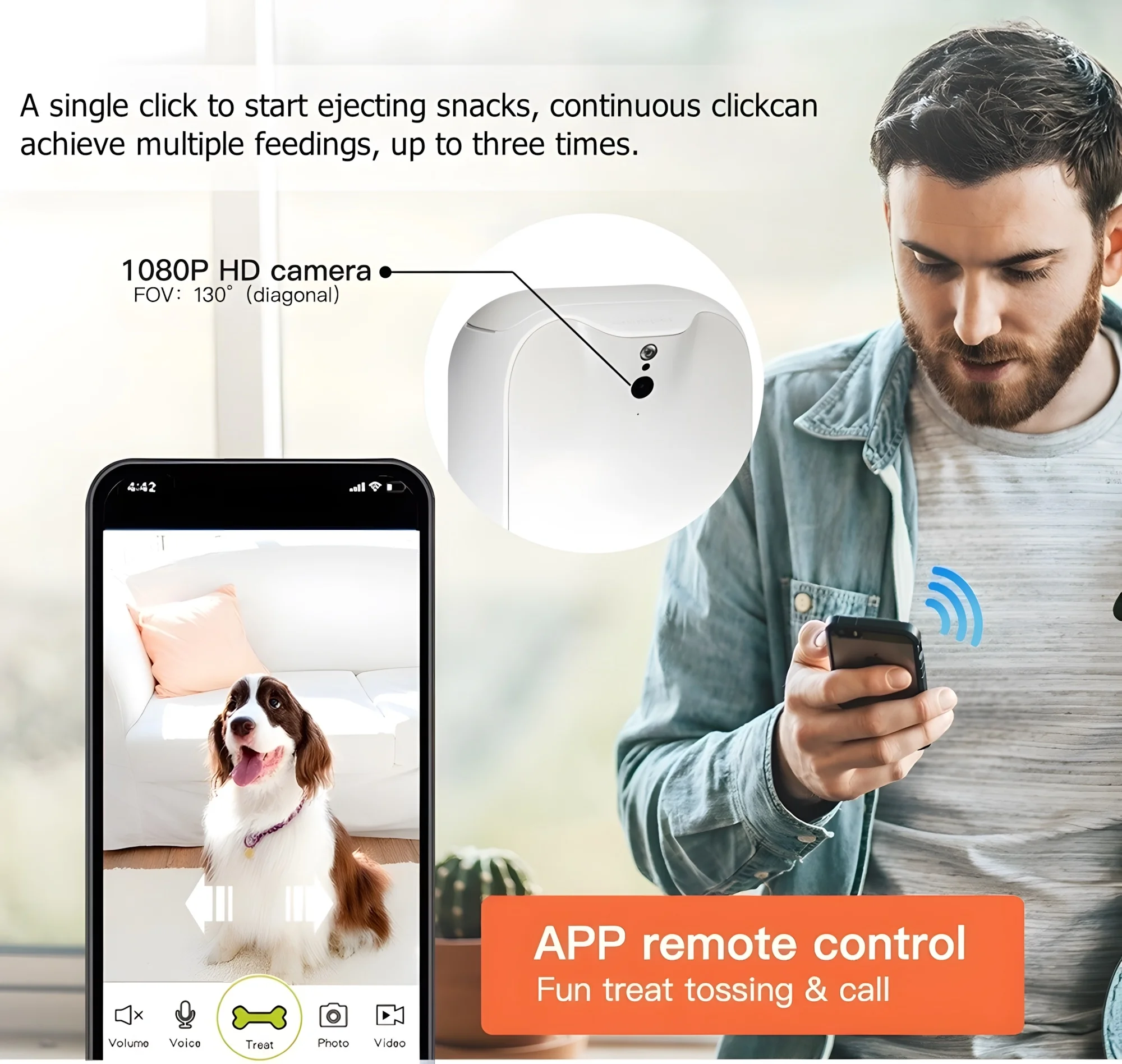 กล้องให้อาหารสัตว์เลี้ยงอัจฉริ - Snacks Food Video บทวิจารณ์และราคา
