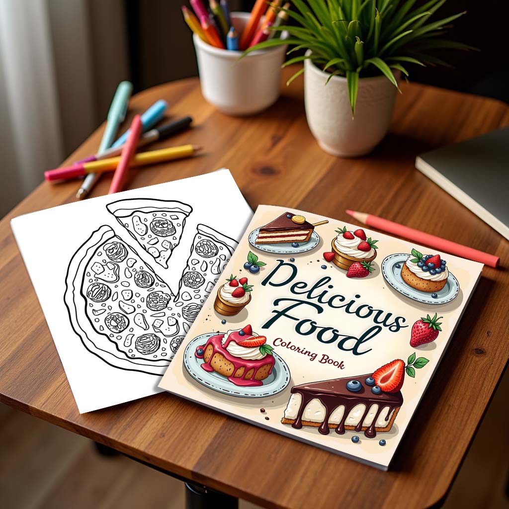 สมุดระบายสีลายอาหาร 1 เล่ม แบบ - Food And Snacks Coloring Book บทวิจารณ์และราคา