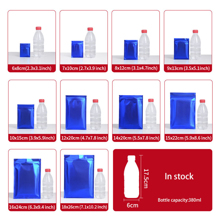 100 ชิ้น ถุงซิปฟอยล์สีน้ำเงินด - Food Packed Snacks บทวิจารณ์และราคา