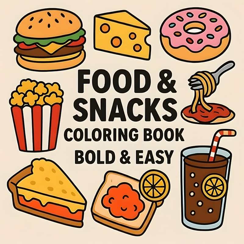 สมุดระบายสีธีมอาหารและขนมขบเคี - Food And Snacks Coloring Book บทวิจารณ์และราคา