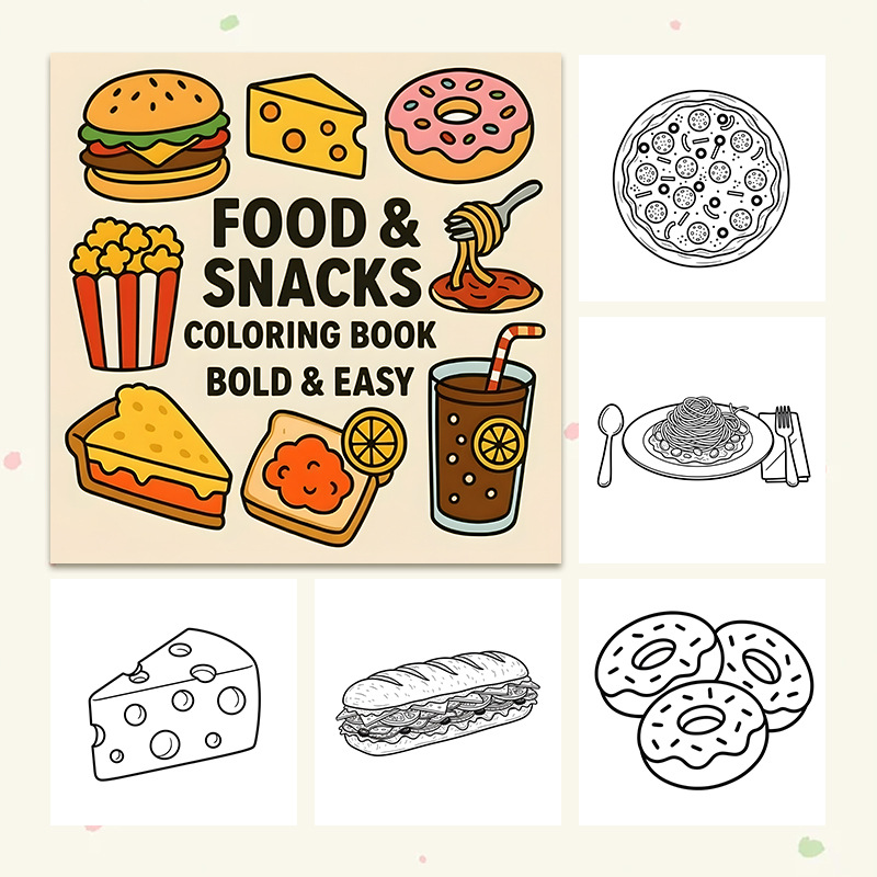 สมุดระบายสีธีมอาหารและขนมขบเคี - Food And Snacks Coloring Book บทวิจารณ์และราคา