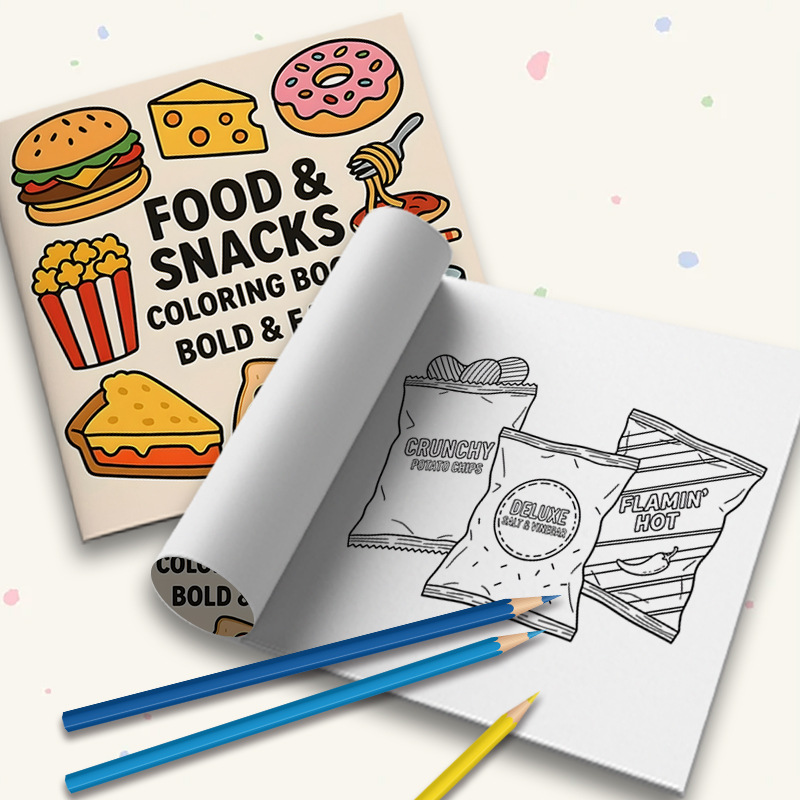 สมุดระบายสีธีมอาหารและขนมขบเคี - Food And Snacks Coloring Book บทวิจารณ์และราคา