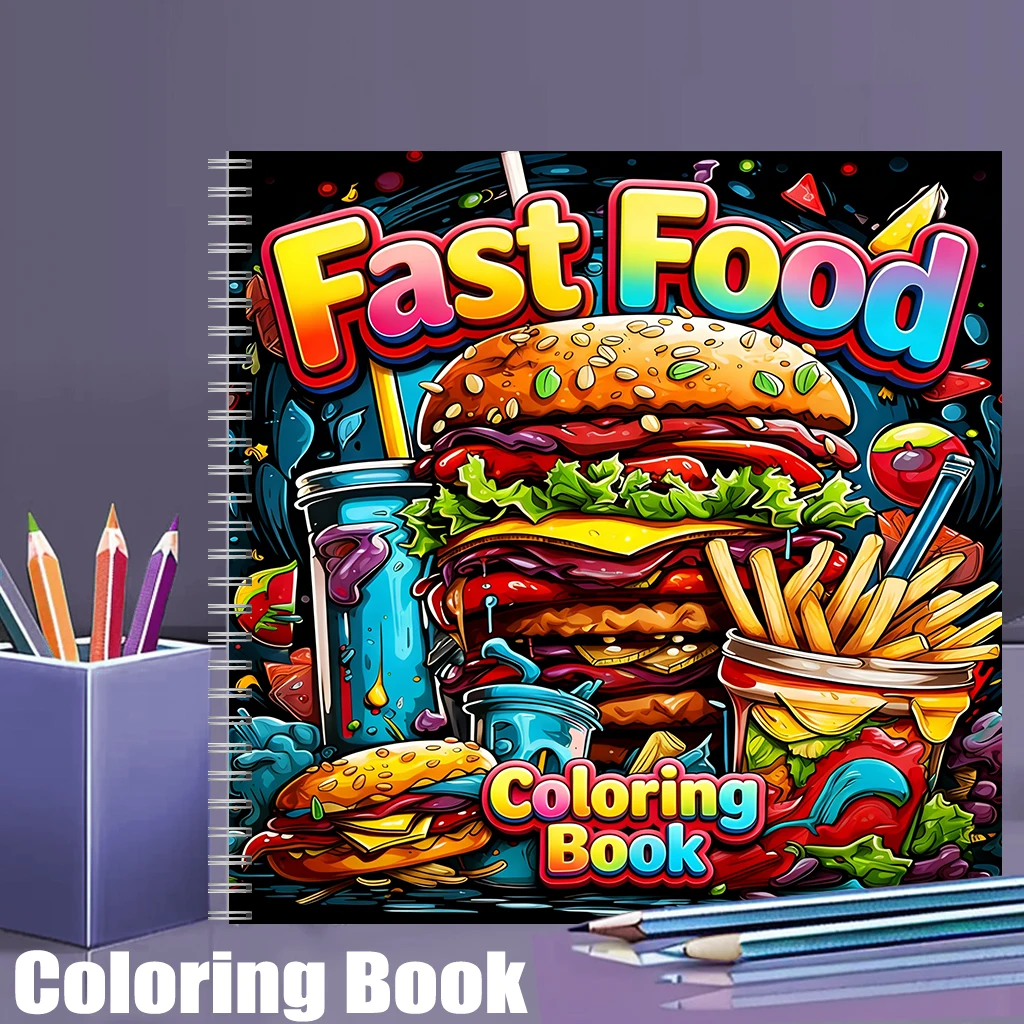 สมุดระบายสีอาหารจานด่วนสำหรับผ - Food And Snacks Coloring Book บทวิจารณ์และราคา